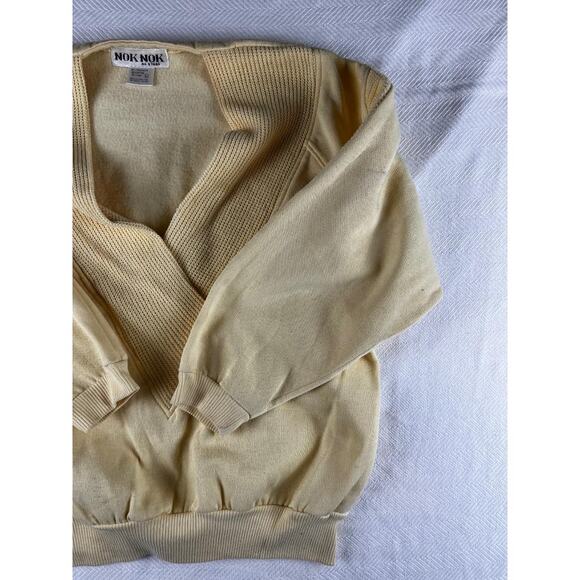 Womens Nok Nok Sweater L Excellent Cream V-Neck Pull Over Vintage - Picture 8 of 8